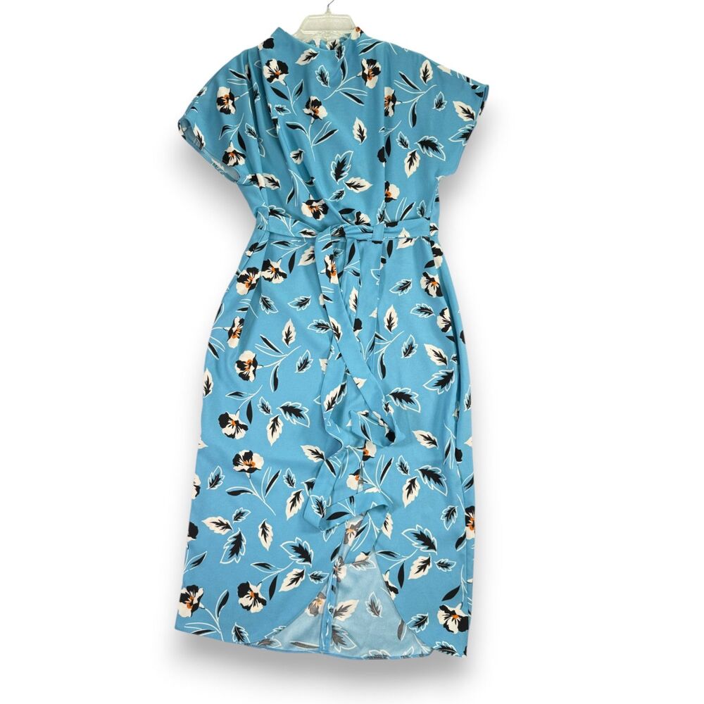 River Island | Ice Blue High Neck Dress | Black and White Floral | Sz 10 - Picture 3 of 7